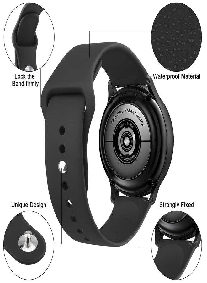 Meliya Bands Compatible with Samsung Galaxy Watch Active 2, 20mm Soft Silicone Sport Replacement Strap for Galaxy Watch Active 2 Women Men (Black) - Image 2